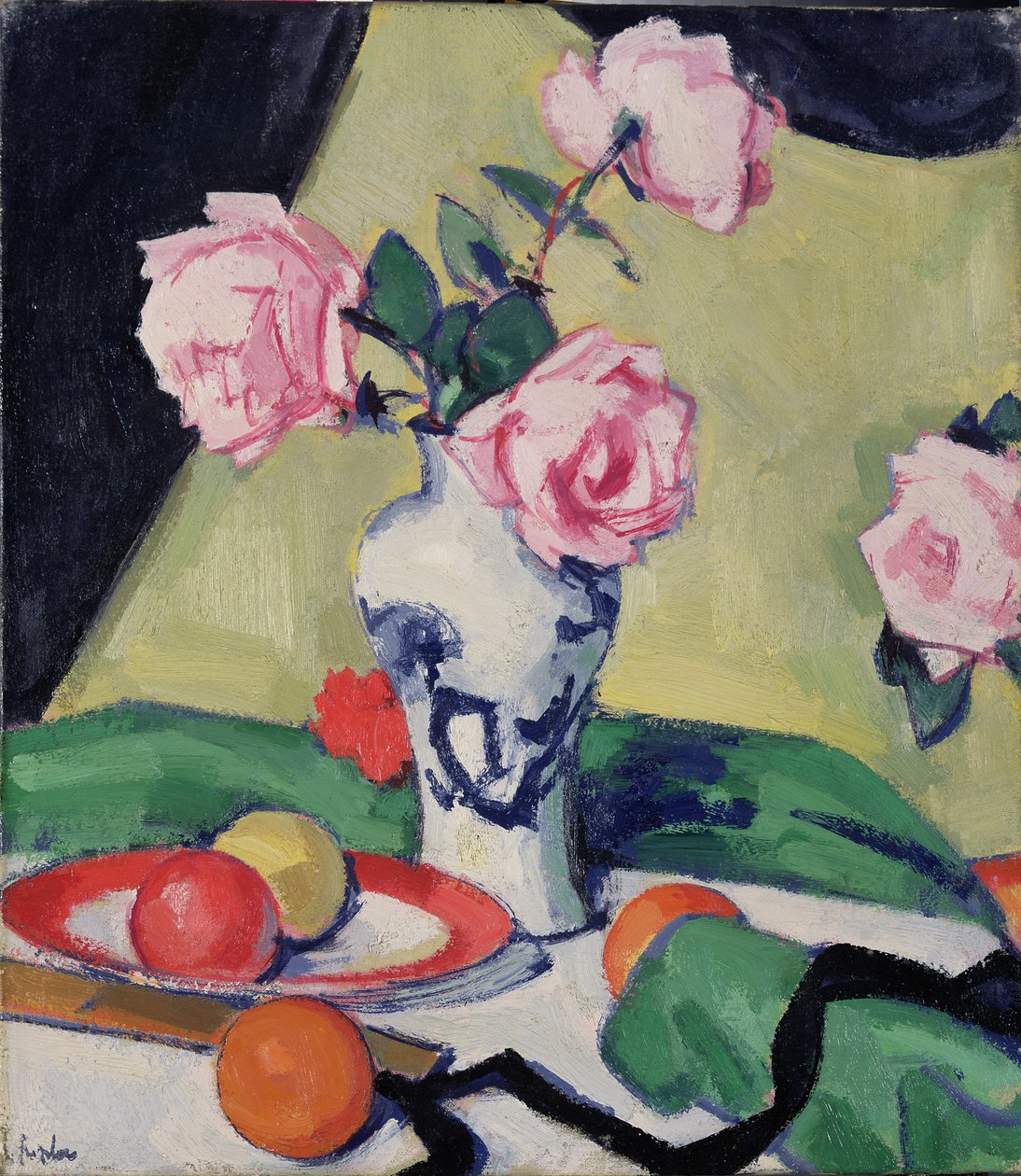 Ainda vida com jarra japonesa e rosas, c.1919 de Samuel John Peploe