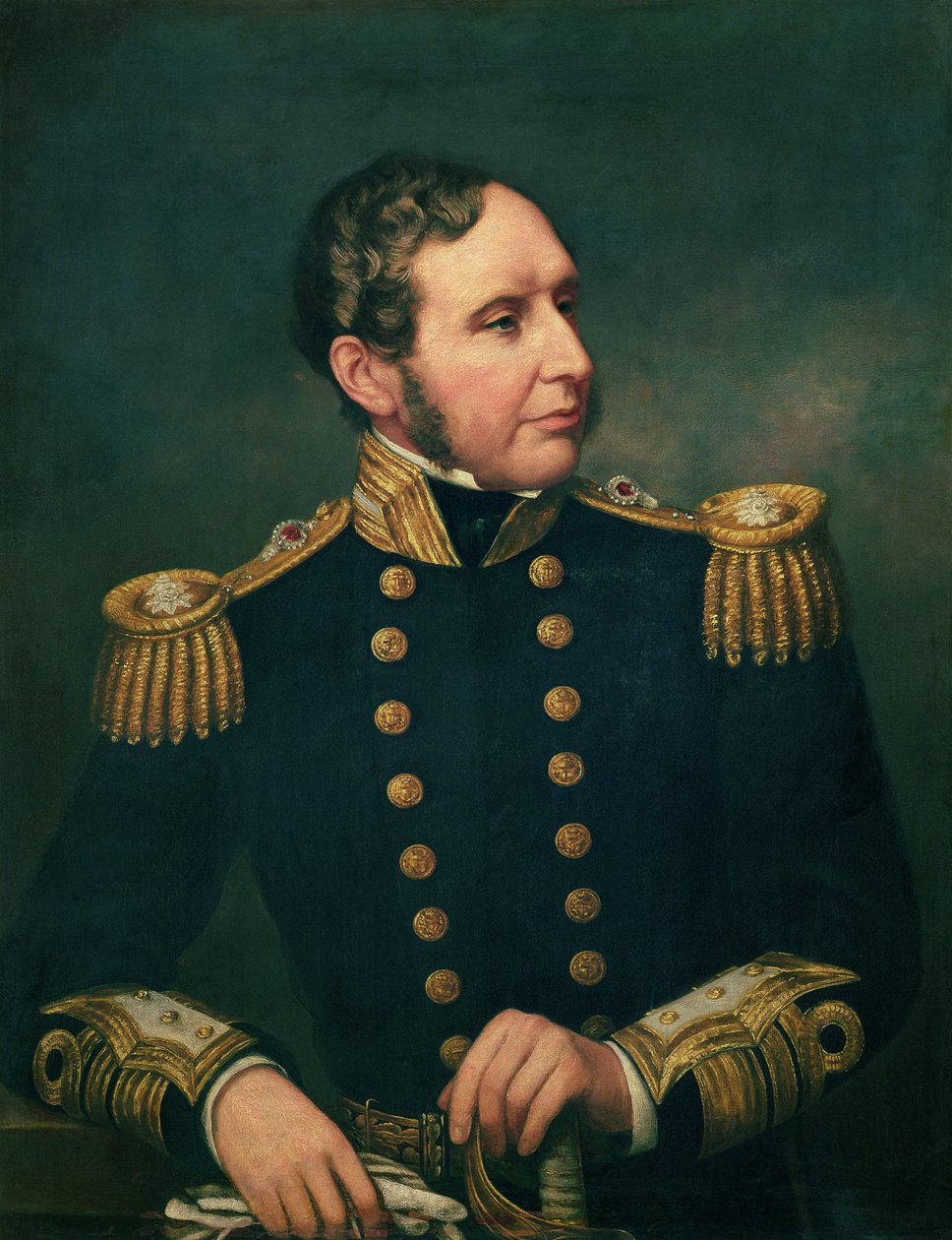 Vice-almirante Robert Fitzroy (1805-65) O almirante Fitzroy liderou a expedição para a América do Sul entre 1834 e 1836 com Charles Darwin de Samuel Lane