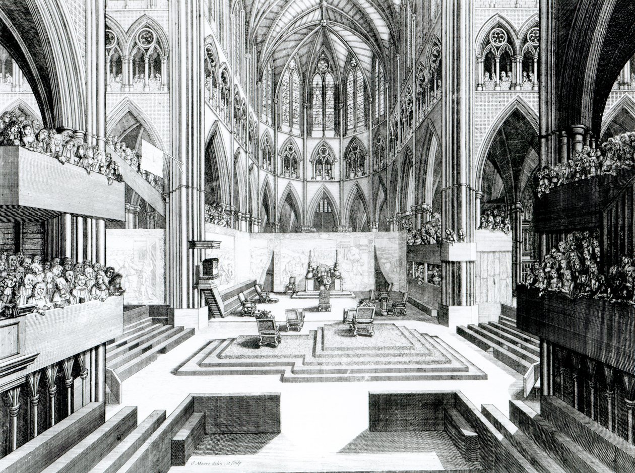 Coroação, de, james, ii, em, a, colegial, igreja, de, st. Peter, westminster de Samuel Moore