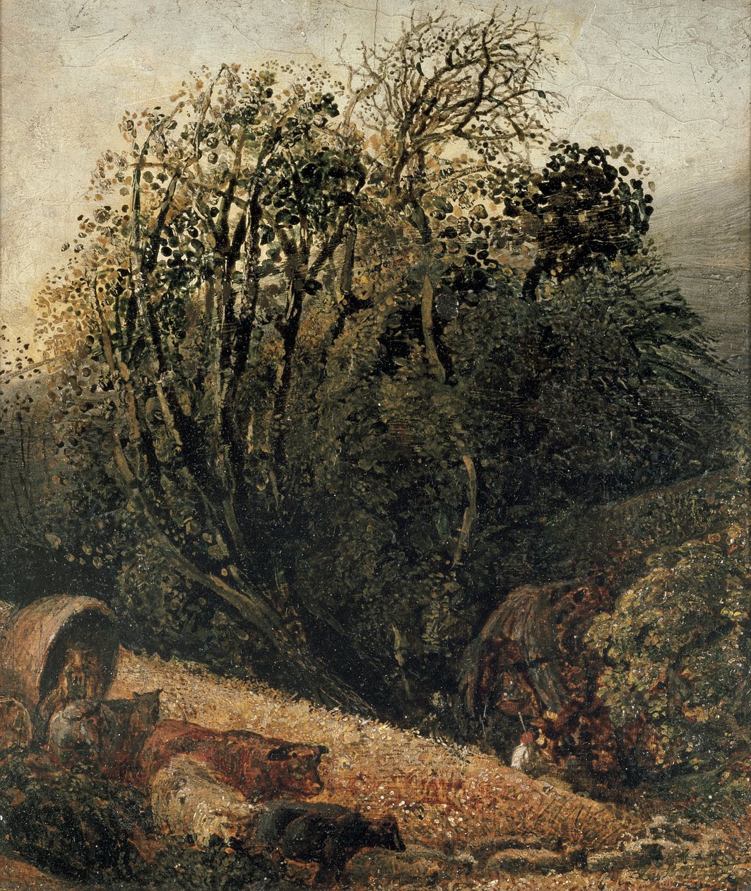 Um milharal cercado por árvores, século XIX de Samuel Palmer