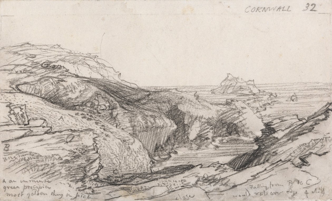 Uma página de um Cornish Sketchbook-Cornwall 32 de Samuel Palmer