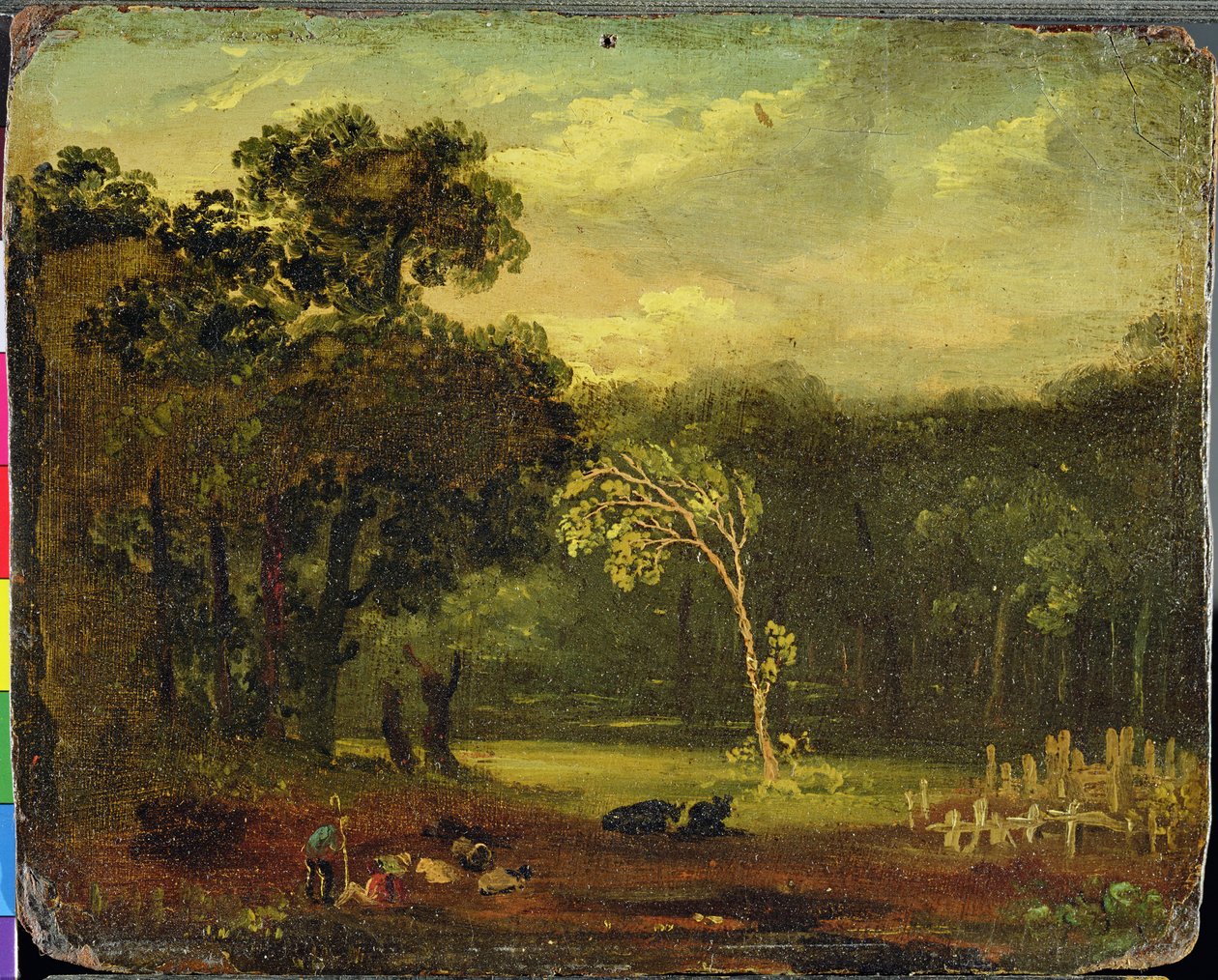 Esboço da natureza em Sion Park, 1819 (óleo no cartão) de Samuel Palmer