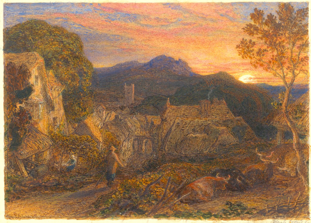O Bellman, de Il Penseroso, 1881 (wc e goma arábica sobre papel) de Samuel Palmer