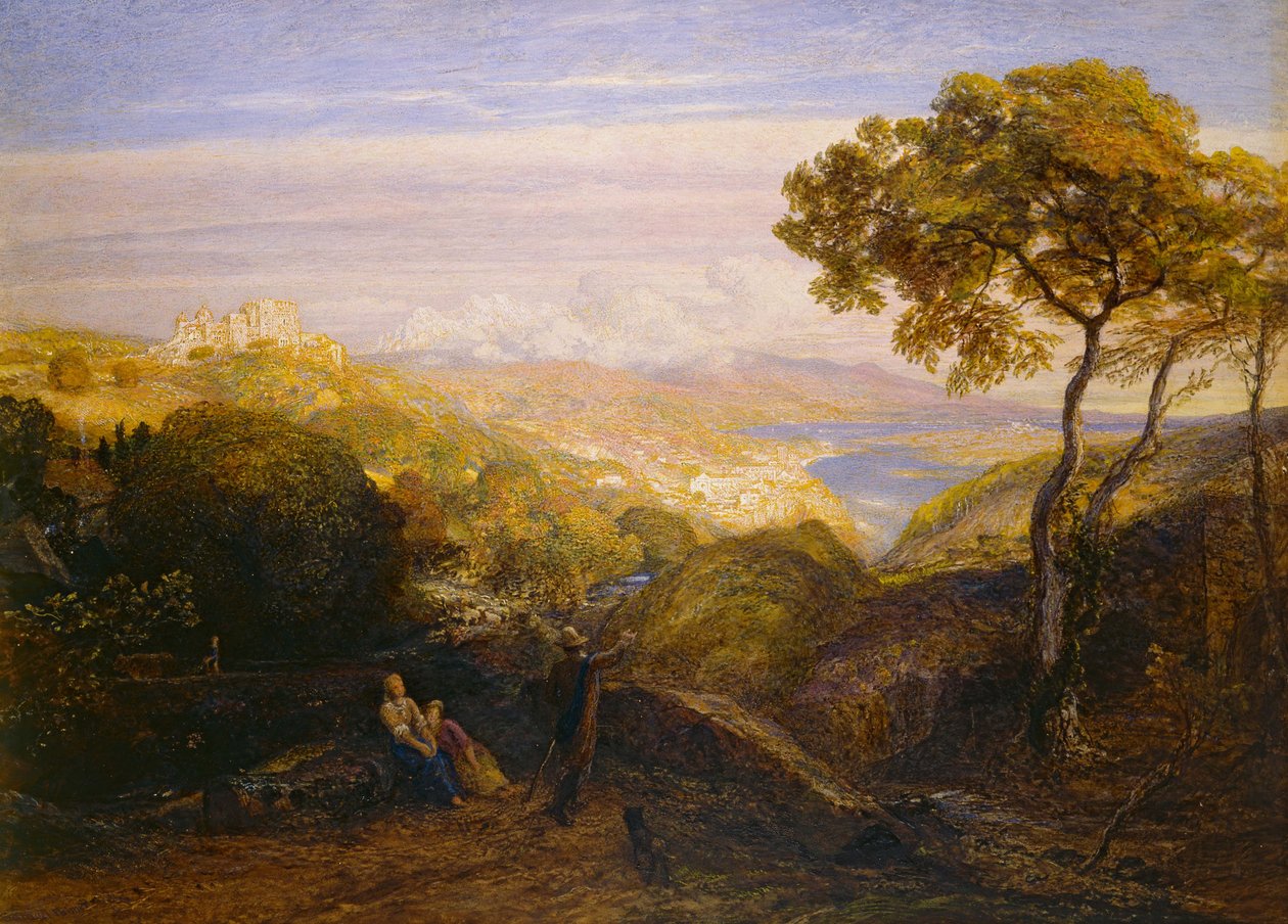 The Prospect, 1864-81 (aquarela e bodycolour com goma arábica, em London board) de Samuel Palmer