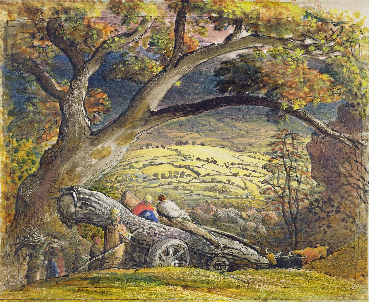 The Timber Wain, c.1833-34 (wc e guache sobre papel) de Samuel Palmer