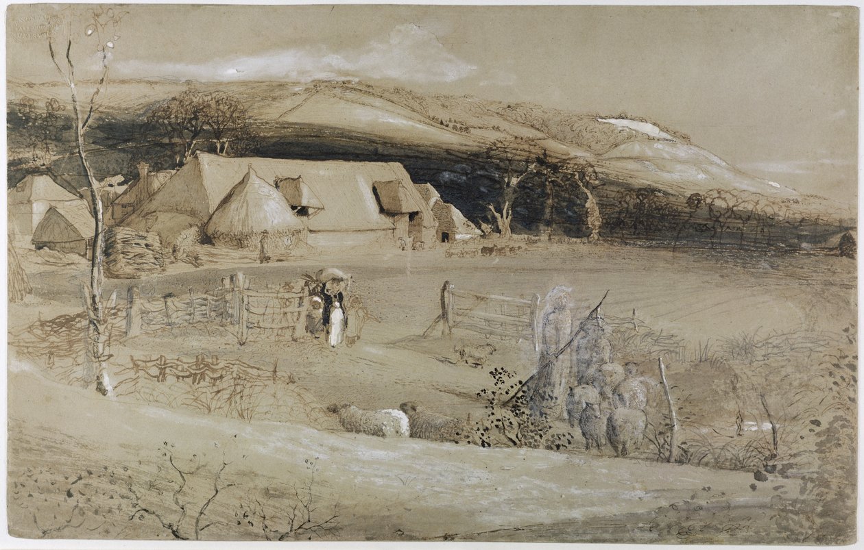 O Vale da Visão (pincel, tinta a tinta, bodycolour e grafite sobre papel) de Samuel Palmer