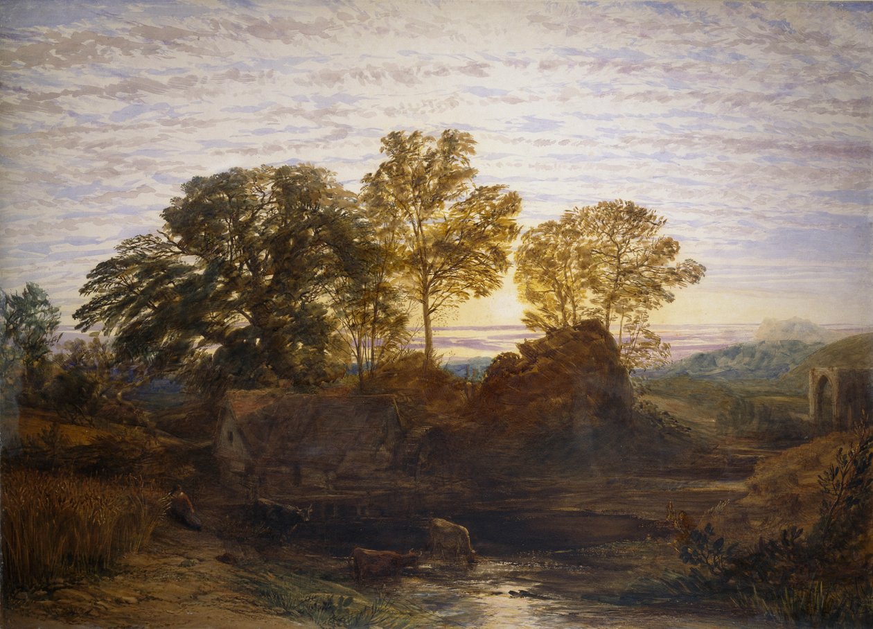 O moinho de água, do século XIX de Samuel Palmer
