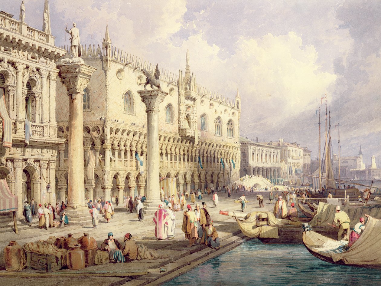 O Molo e o Palácio dos Doges, Veneza de Samuel Prout