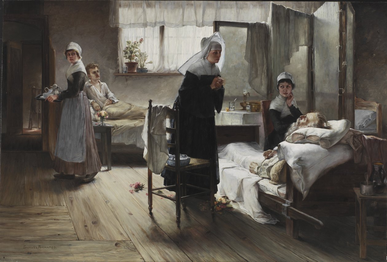 Evangeline descobrindo sua Affianced no Hospital, 1887-1889 de Samuel Richards
