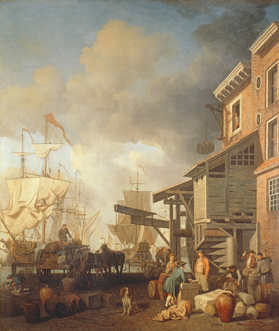 Um cais de Tamisa, c.1750&39;s de Samuel Scott