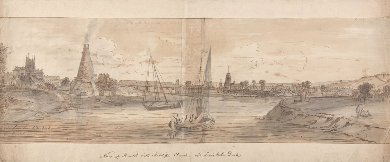 Uma vista de Bristol com Ratclffe Church e Lime Kiln Dock de Samuel Scott