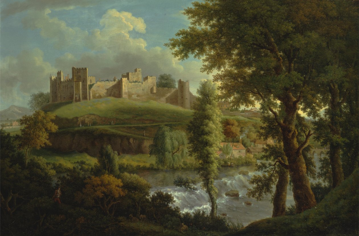 Castelo de Ludlow com Dinham Weir, do sudoeste de Samuel Scott