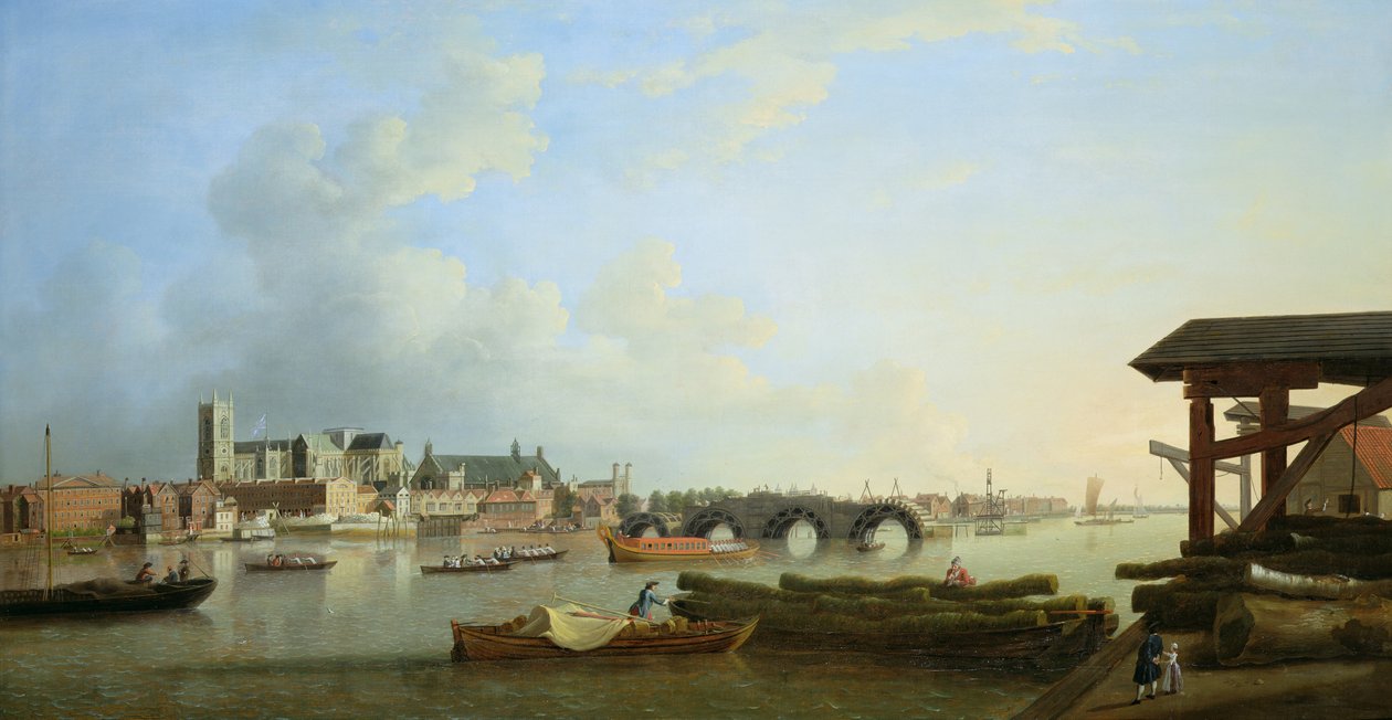 O edifício da ponte de Westminster, 1749 de Samuel Scott