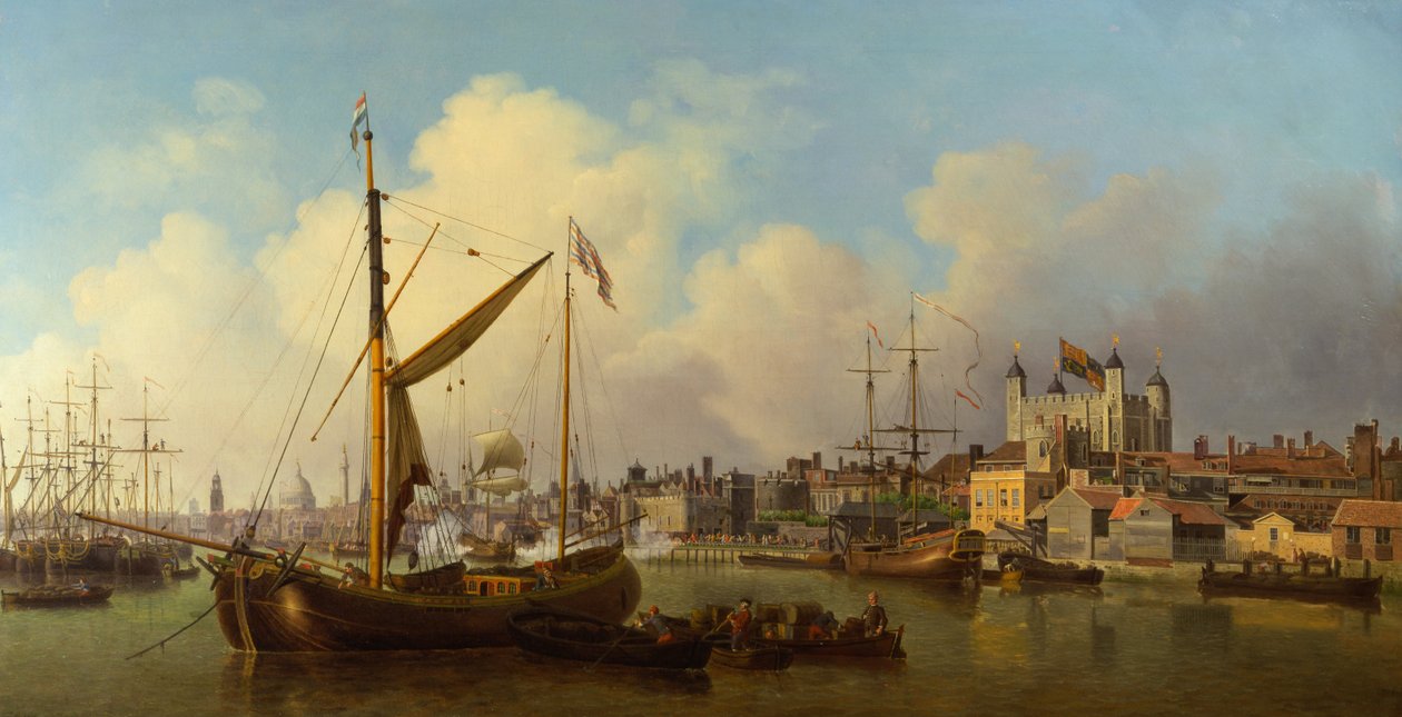 O Tamisa e a Torre de Londres, supostamente no aniversário dos reis de Samuel Scott