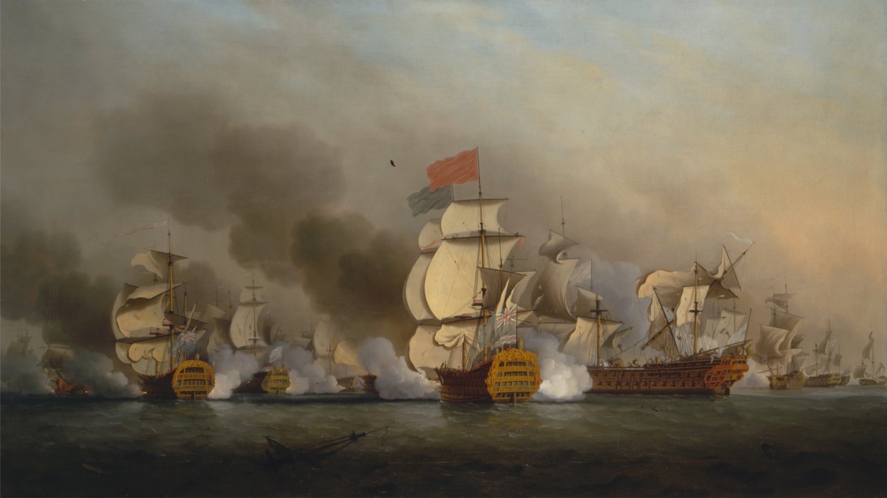 Vice-almirante Sir George Ansons Vitória ao largo do cabo Finisterre de Samuel Scott