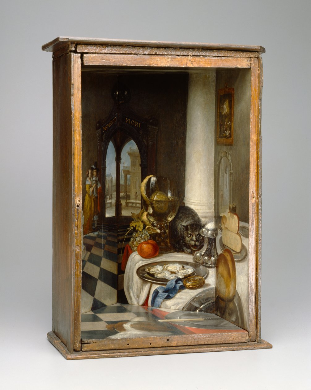 Caixa de Perspectiva de um Interior Holandês, 1663 (tinta a óleo, espelho de vidro e nogueira) de Samuel van Hoogstraten