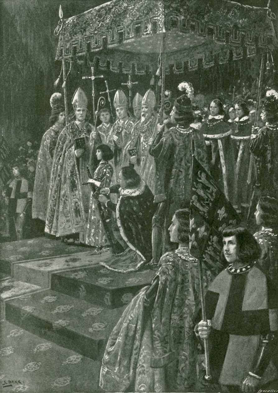A apresentação das esporas e da espada na coroação de Henrique VI (litografia) de Samuel (after) Begg