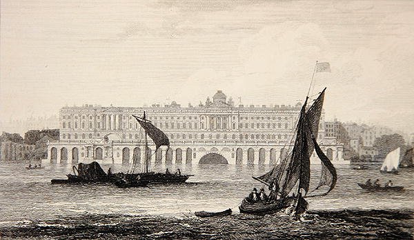 Vista da Casa de Somerset do Rio Tamisa, gravada por W.B. Cooke (1778-1855) 1814 (gravura) de Samuel (after) Owen