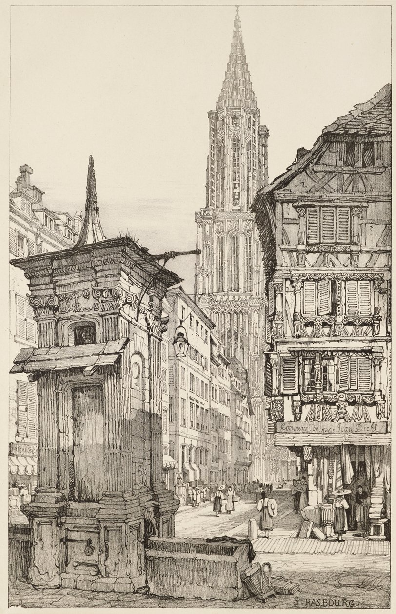A Rue Mercière e a Frente Oeste da Catedral de Estrasburgo de Samuel (after) Prout