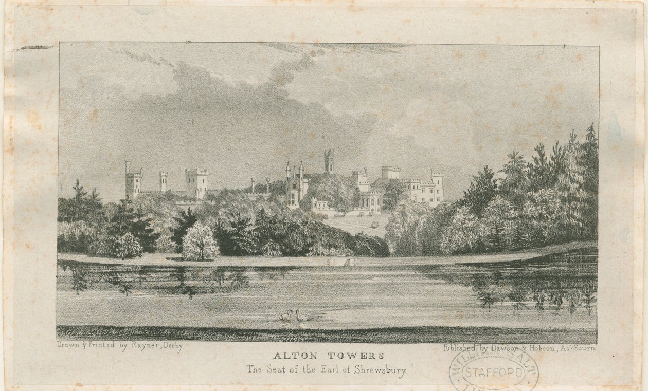Alton &39;Abbey&39; (agora Alton Towers): litografia, nd [c.1839] (impressão) de Samuel A. Rayner