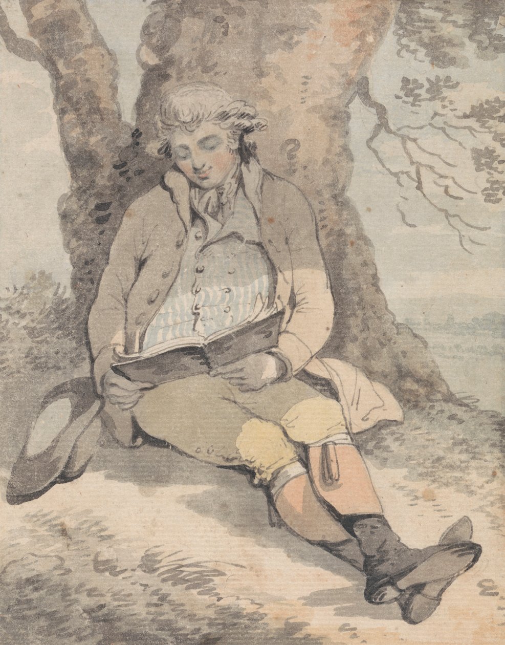 P. Wilkinson Esq. Sentado debaixo da sombra de um carvalho aprendendo a assobiar de Samuel Alken