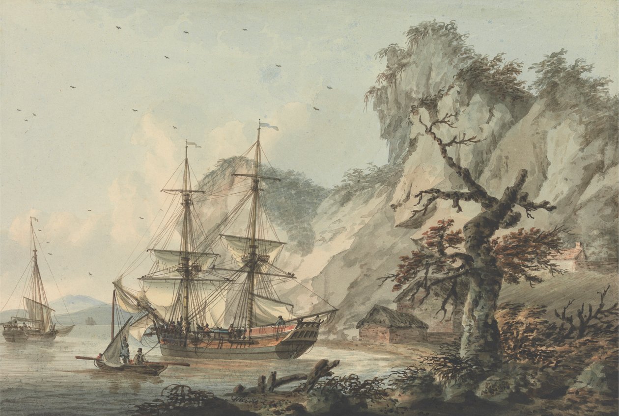 Navio mercante ao largo da costa de Samuel Atkins