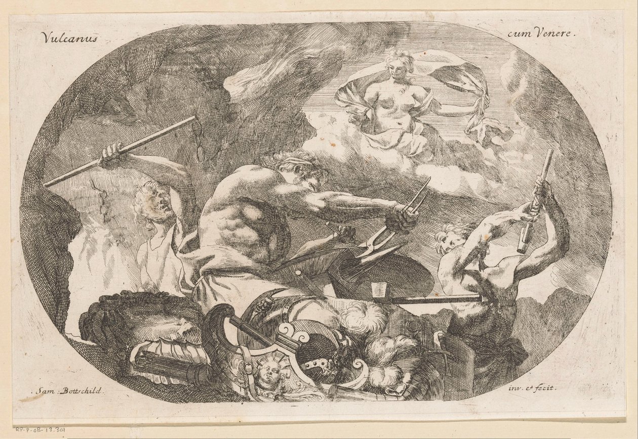 Vulcano e Vênus Vulcanus com Vênus (título no objeto) Diversos ontwerpen (título da série) Várias Obras Históricas, Poéticas e Iconológicas (título da série) de Samuel Bottschild