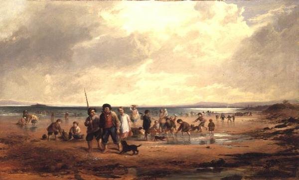Crianças brincando em uma praia de Samuel Bough