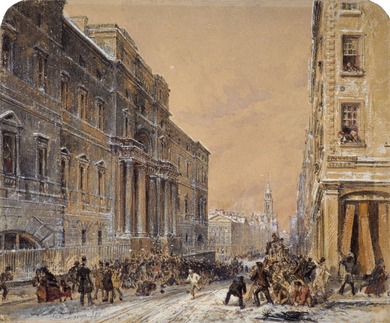 Bola de neve fora da Universidade de Edimburgo de Samuel Bough