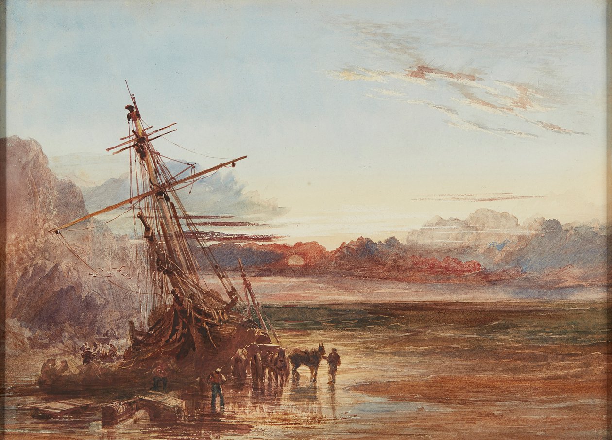 Descarregando o Naufrágio (aquarela) de Samuel Bough