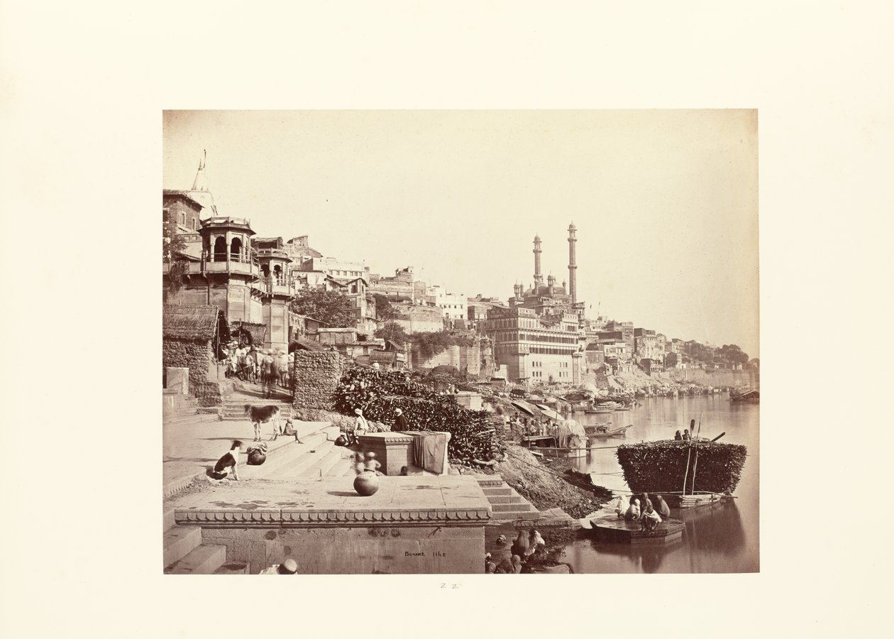 Benares; A Grande Mesquita de Arungzebe e os Ghats adjacentes de Samuel Bourne