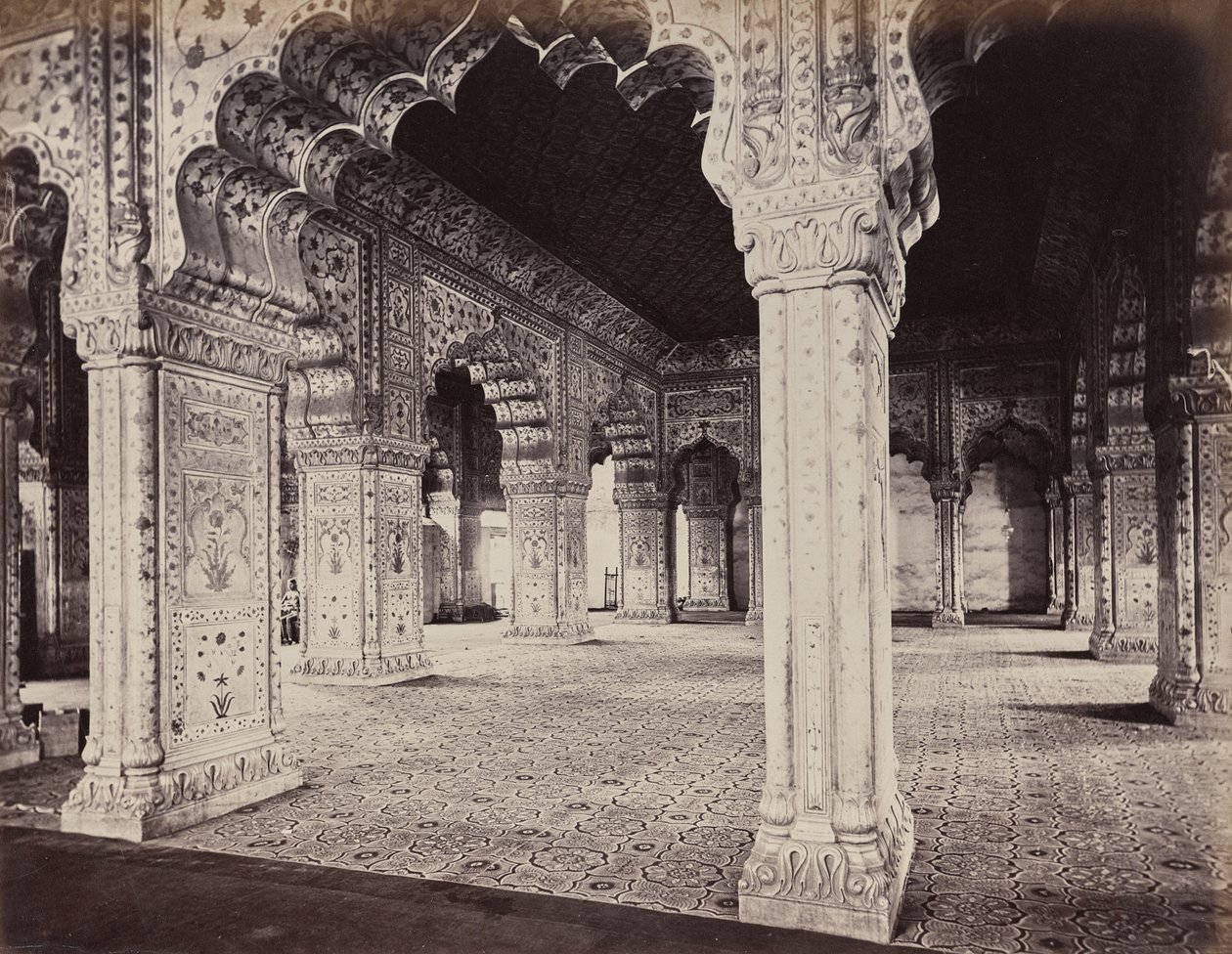 Deli. O palácio do imperador. Interior do Dewani no salão privado de Samuel Bourne