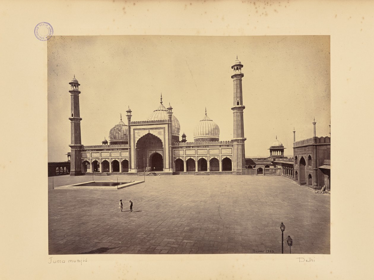 Deli; a Jumma Musjid, a mesquita e o pátio quadrangular de Samuel Bourne