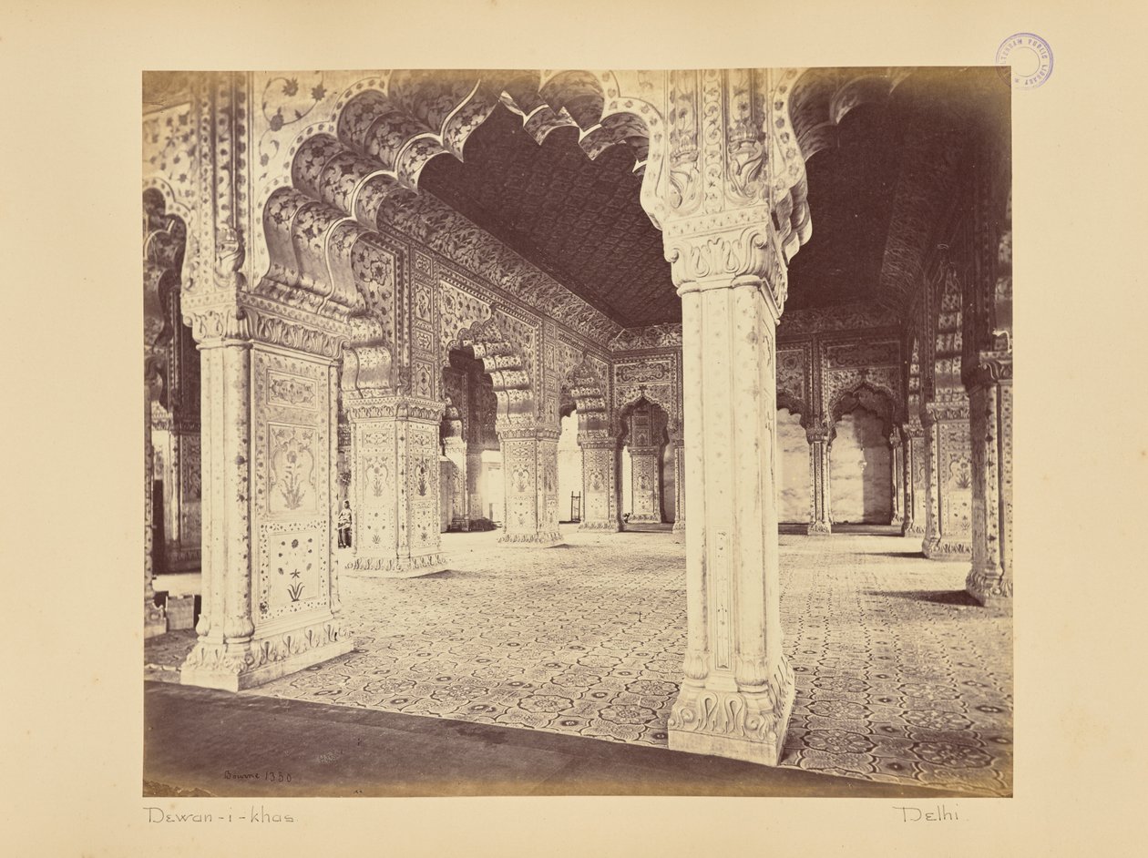 Deli; o palácio, interior do Dewan-i-Kass de Samuel Bourne