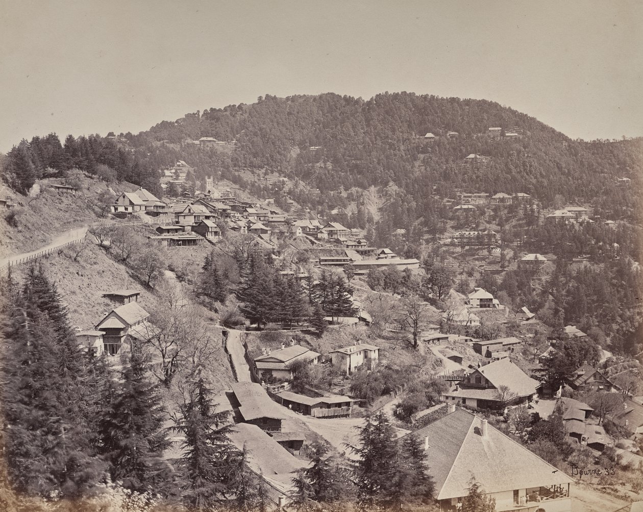 Shimla. Casas de residentes europeus, vista para leste de Samuel Bourne