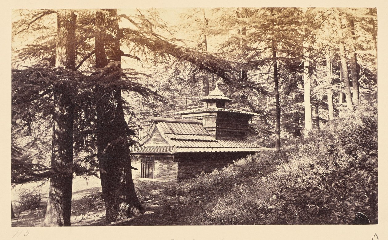 Simla; Templo perto da cascata de Samuel Bourne