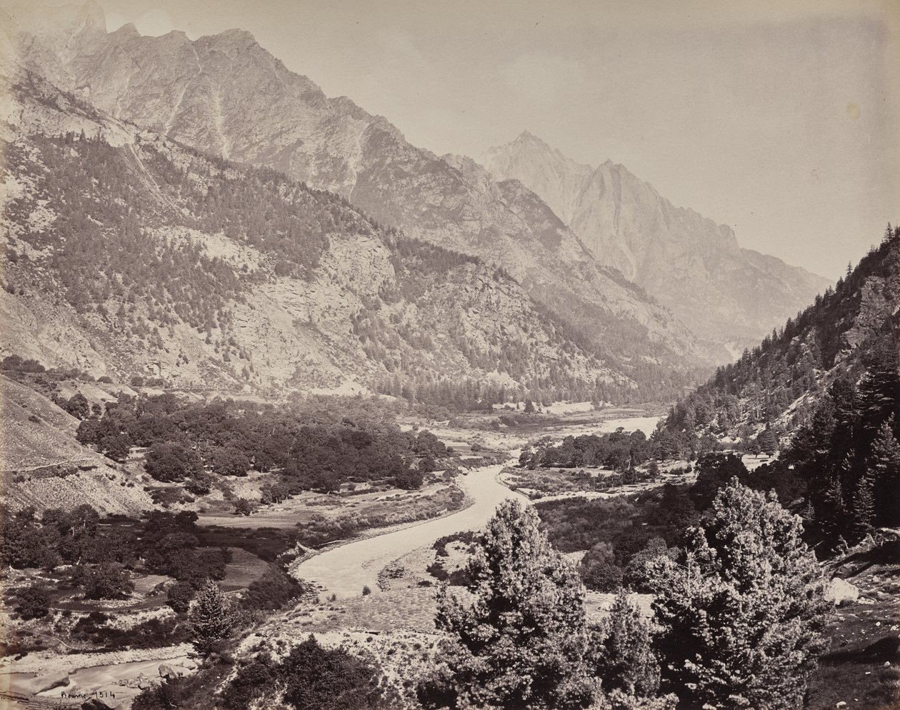 O alto Himalaia. Vista do vale de Buspa a partir de Sangla de Samuel Bourne