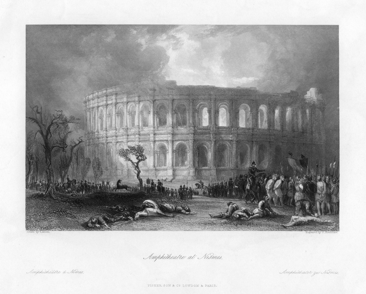 Anfiteatro em Nismes, França, século XIX de Samuel Bradshaw