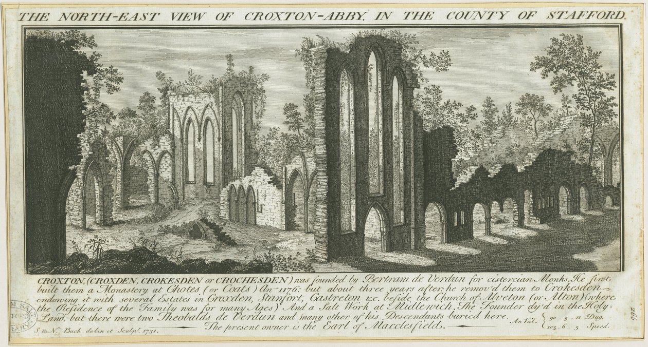 Abadia de Croxden: gravura de Samuel Buck