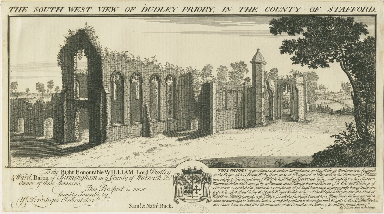 Dudley Priory: gravura de Samuel Buck