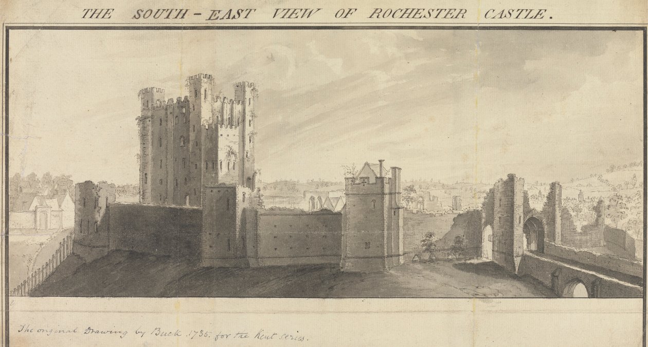A Vista Sudeste do Castelo de Rochester de Samuel Buck