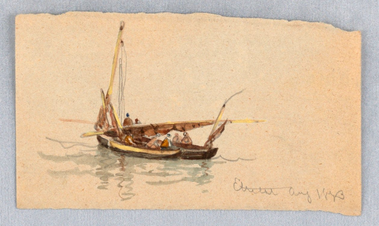 Barcos em Étretat de Samuel Colman