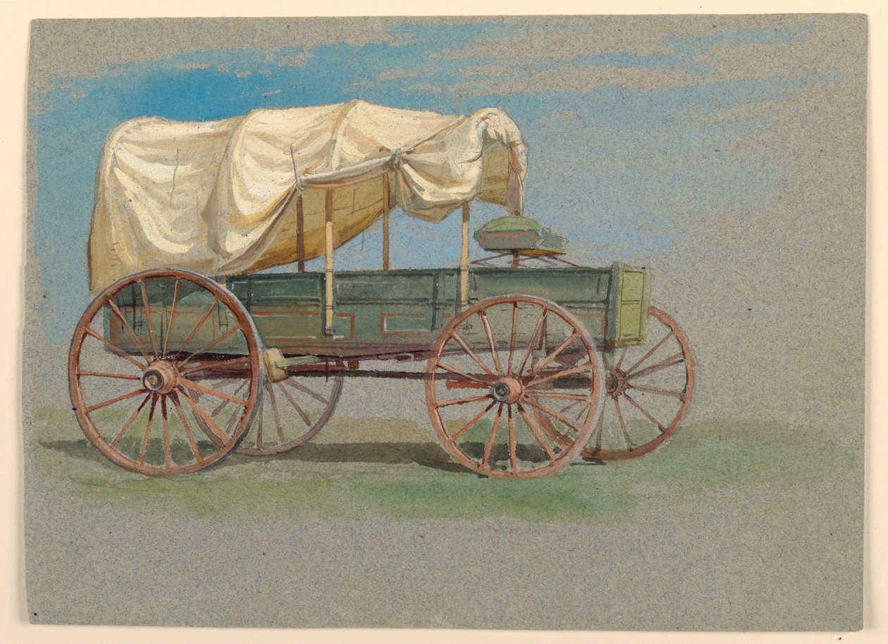 Desenho, Uma carroça coberta, 1870-80 de Samuel Colman