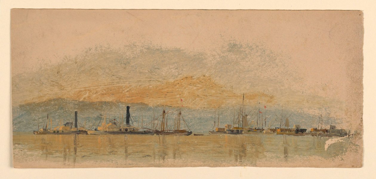 Desenho, esboços. Navios, ca. 1860 de Samuel Colman
