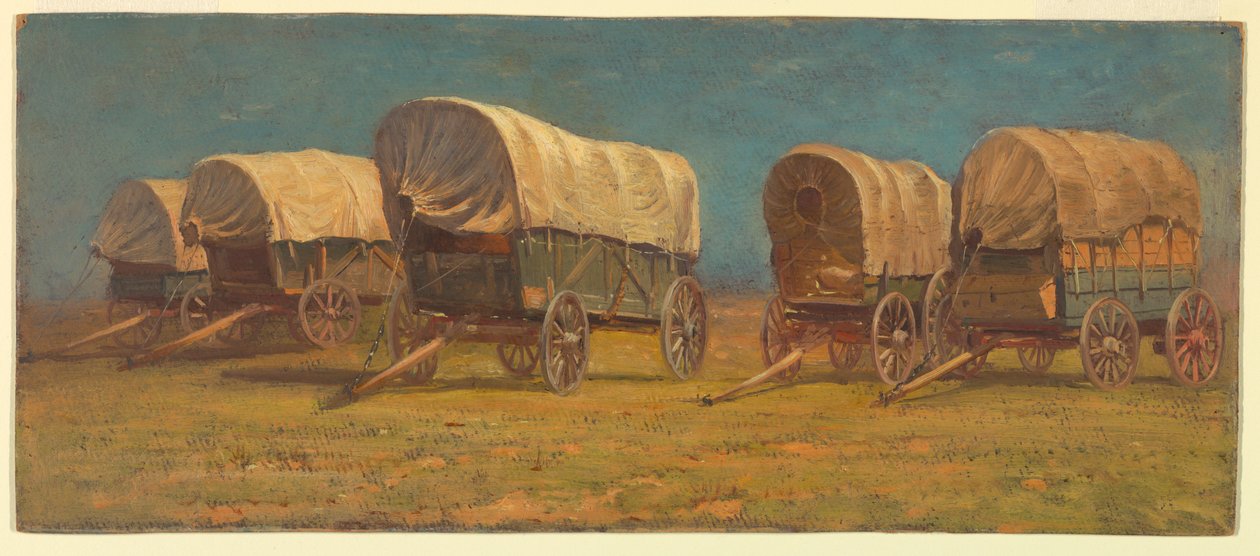 `Desenho, Estudo, Vagões Cobertos, possivelmente 1871 de Samuel Colman