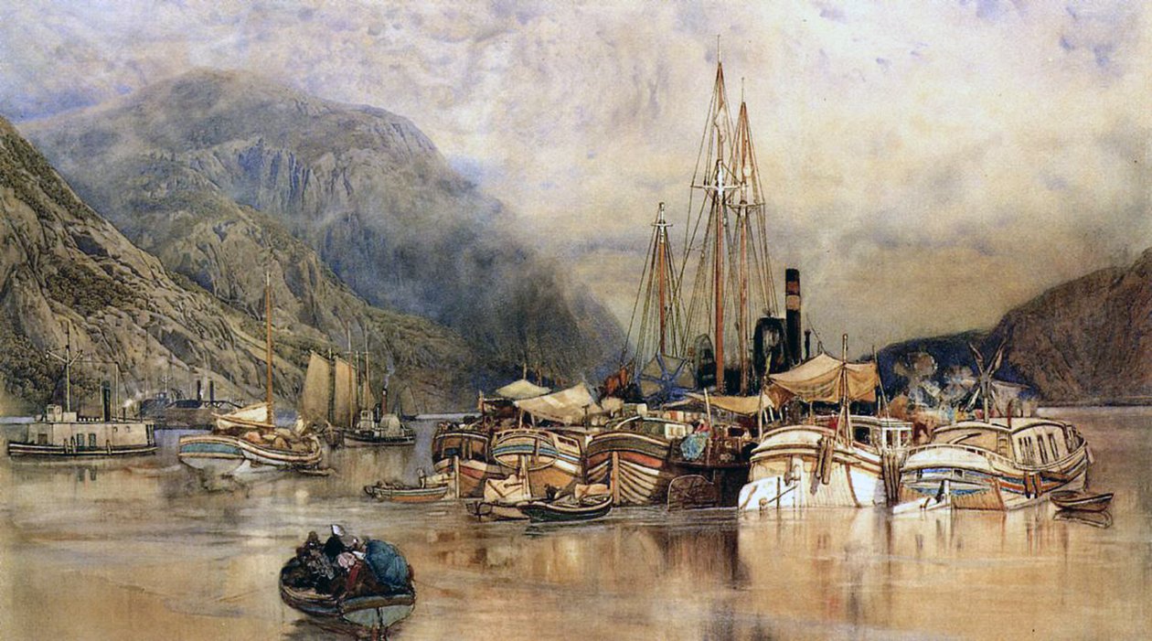 Remessa no Rio Hudson (aquarela sobre papel) de Samuel Colman