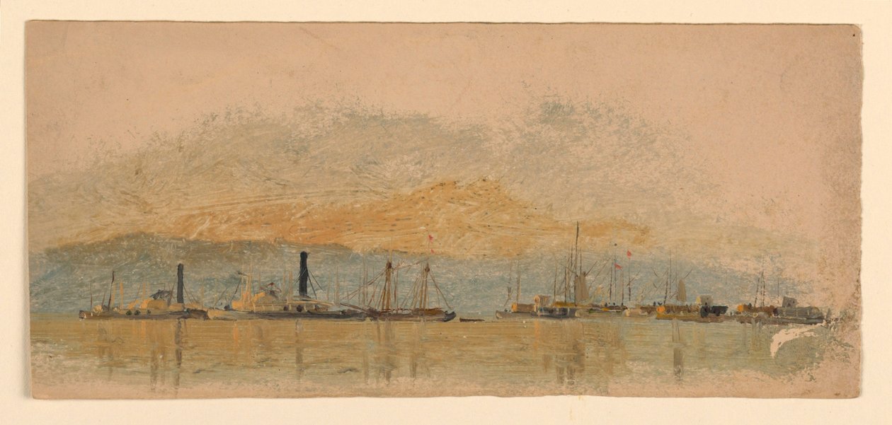 Navios e navios em um rio de Samuel Colman