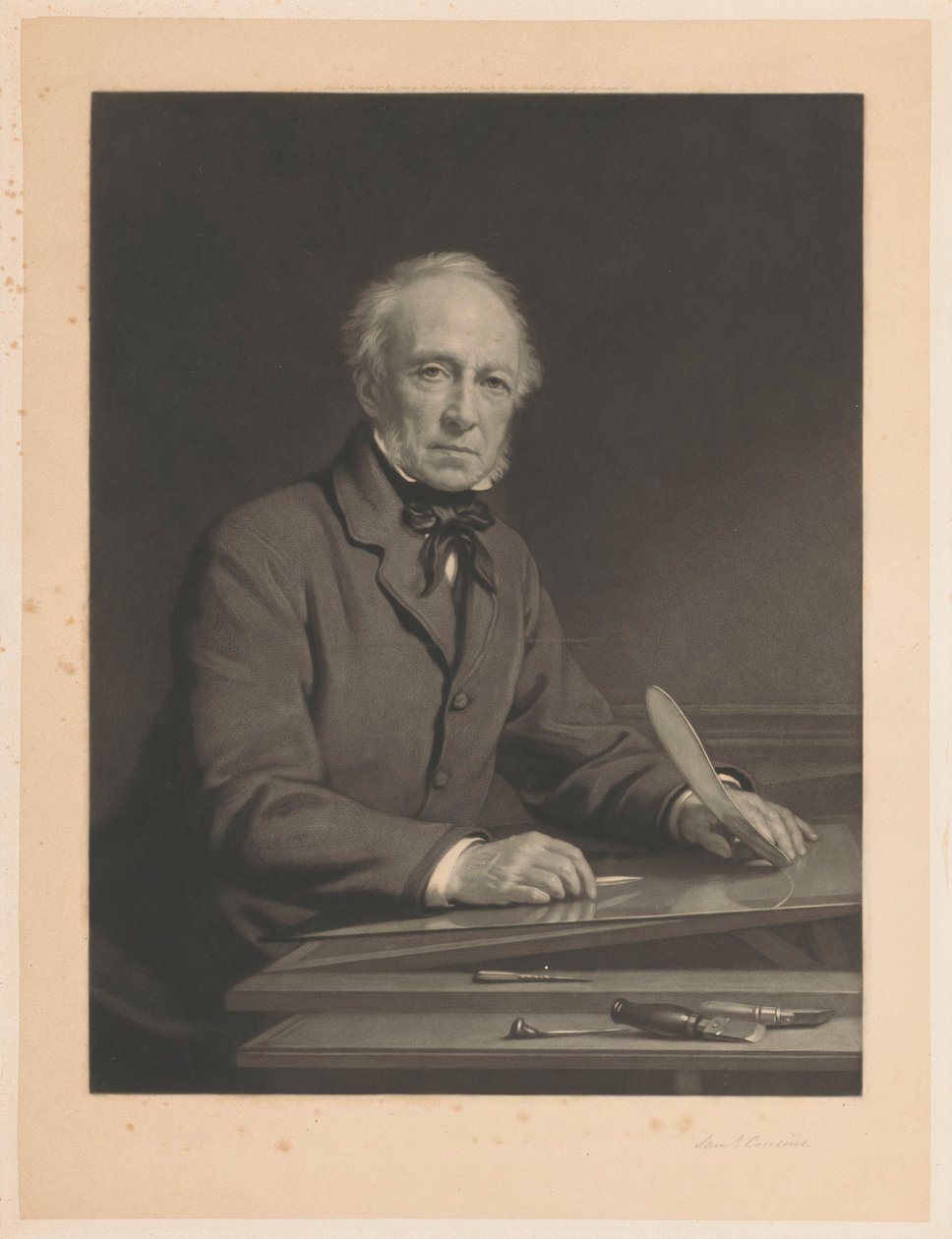 Retrato de Samuel Cousins a trabalhar numa estampa de Samuel Cousins (signed by artist)