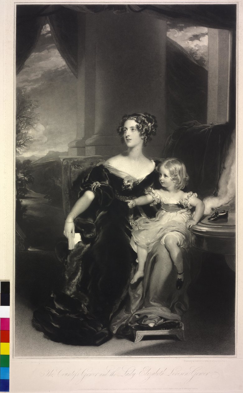 Lady Harriet Elizabeth Georgiana Howard e a sua filha Lady Elizabeth Georgiana Leveson-Gower de Samuel Cousins