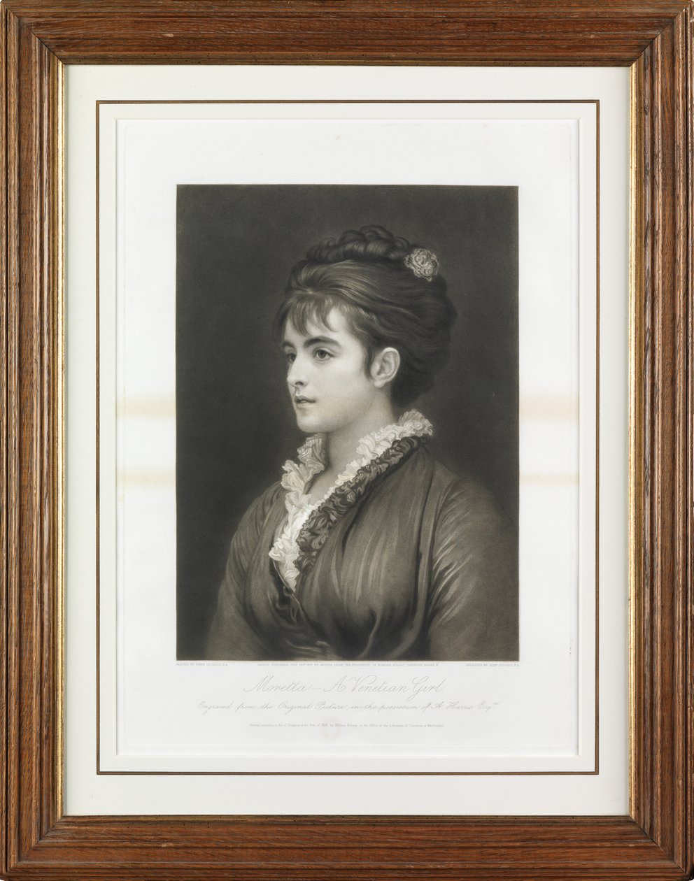 Moretta - A Venetian Girl (mezzotint) de Samuel Cousins